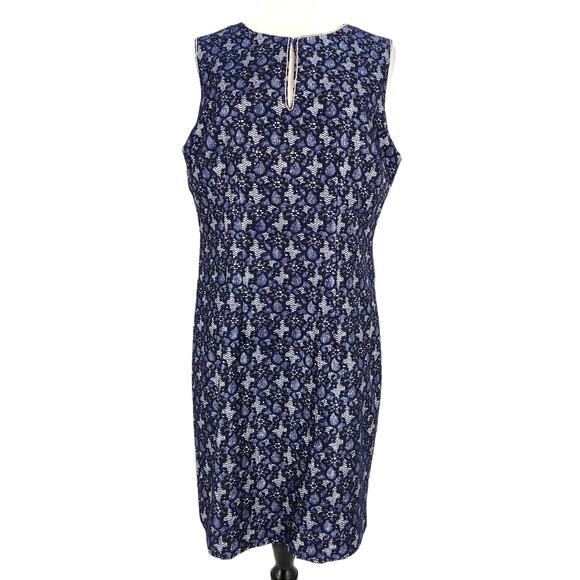 T Tahari Sparkle Cocktail Shift Dress Navy Blue Lace Metallic Silver Size 12 - Picture 1 of 5